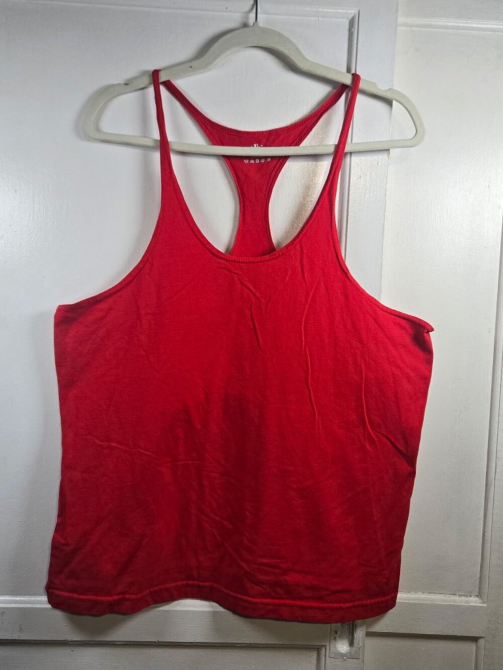 Women’s XL Red Cotton Racerback Tank Top Sleeveless Scoop Neck Athletic Basic